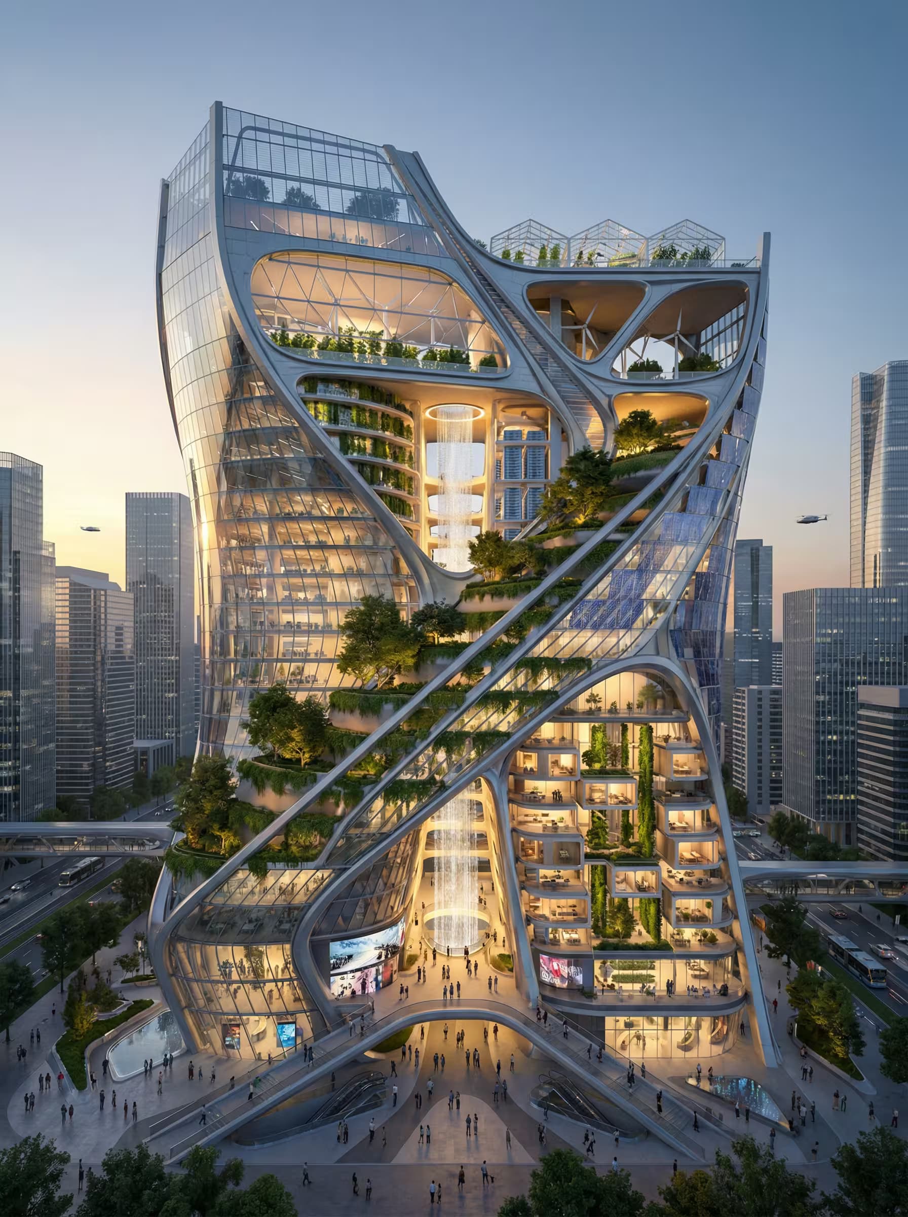 Example output for 🏙️ Futuristic Architecture Scene Generator