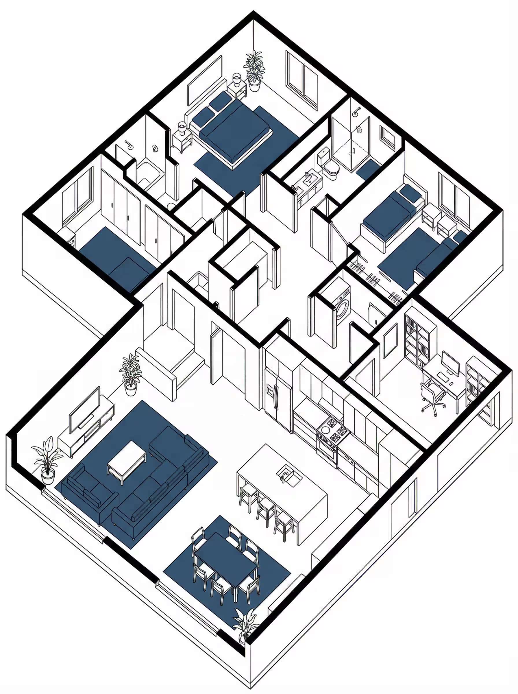 Example output for 🏠 Axonometric Interior Diagram Generator